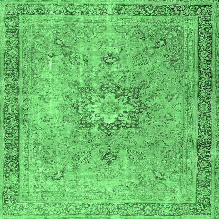 Square Machine Washable Persian Emerald Green Traditional Area Rugs, wshtr3232emgrn