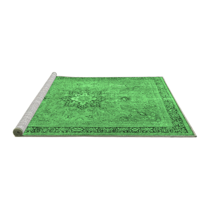 Sideview of Machine Washable Persian Emerald Green Traditional Area Rugs, wshtr3232emgrn