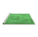 Sideview of Machine Washable Persian Emerald Green Traditional Area Rugs, wshtr3232emgrn