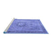 Sideview of Machine Washable Persian Blue Traditional Rug, wshtr3232blu