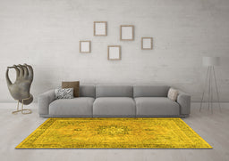 Machine Washable Persian Yellow Traditional Rug in a Living Room, wshtr3232yw