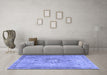 Machine Washable Persian Blue Traditional Rug in a Living Room, wshtr3232blu