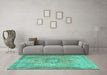 Machine Washable Persian Turquoise Traditional Area Rugs in a Living Room,, wshtr3232turq