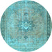 Round Persian Light Blue Traditional Rug, tr3232lblu