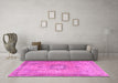 Machine Washable Persian Pink Traditional Rug in a Living Room, wshtr3232pnk