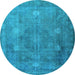 Round Persian Light Blue Traditional Rug, tr3233lblu