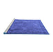 Sideview of Machine Washable Persian Blue Traditional Rug, wshtr3233blu