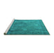 Sideview of Machine Washable Persian Turquoise Traditional Area Rugs, wshtr3233turq