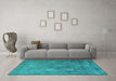 Machine Washable Persian Turquoise Traditional Area Rugs in a Living Room,, wshtr3233turq