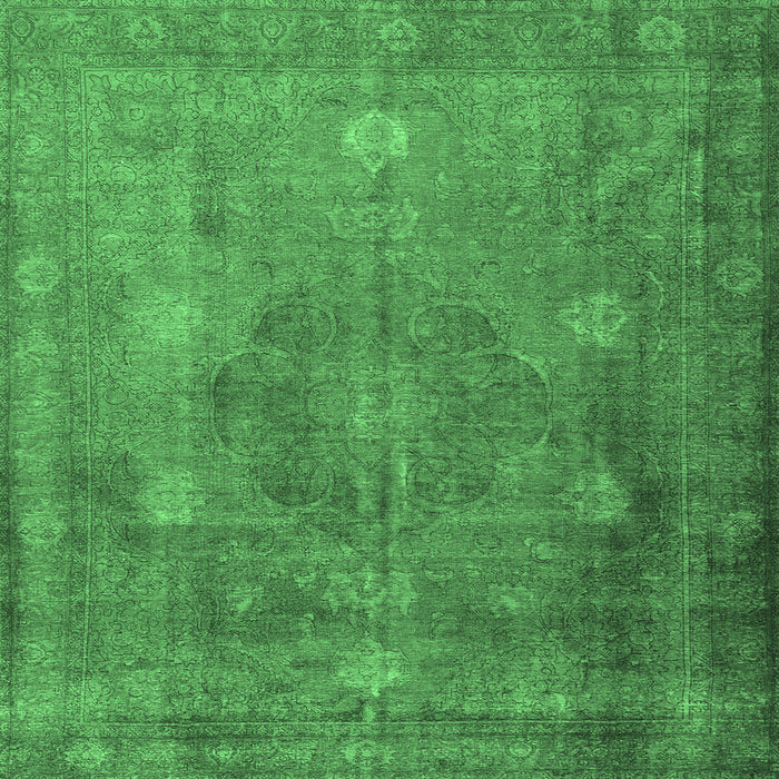 Square Persian Emerald Green Traditional Rug, tr3233emgrn