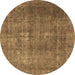 Round Persian Brown Traditional Rug, tr3234brn