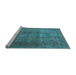 Sideview of Machine Washable Persian Light Blue Traditional Rug, wshtr3234lblu