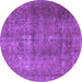 Round Machine Washable Persian Purple Traditional Area Rugs, wshtr3234pur