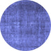 Round Persian Blue Traditional Rug, tr3234blu