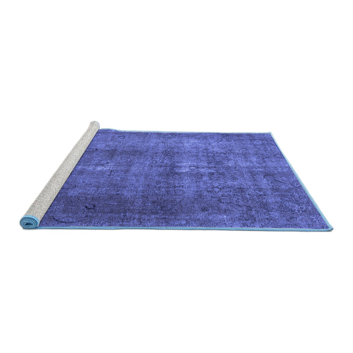Sideview of Machine Washable Persian Blue Traditional Rug, wshtr3234blu