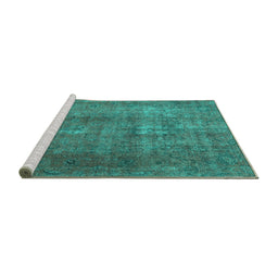 Sideview of Machine Washable Persian Turquoise Traditional Area Rugs, wshtr3234turq