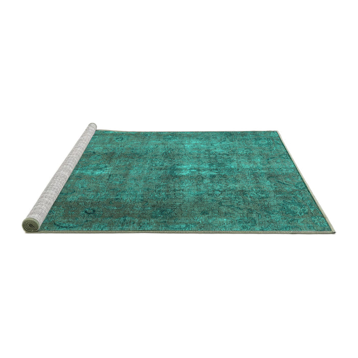 Sideview of Machine Washable Persian Turquoise Traditional Area Rugs, wshtr3234turq