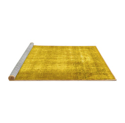 Sideview of Machine Washable Persian Yellow Traditional Rug, wshtr3235yw