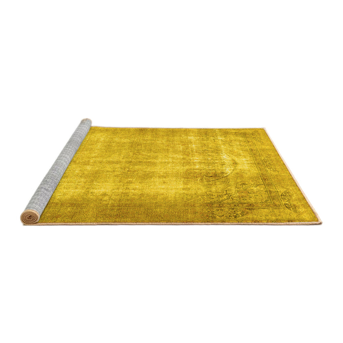 Sideview of Machine Washable Persian Yellow Traditional Rug, wshtr3235yw