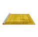 Sideview of Machine Washable Persian Yellow Traditional Rug, wshtr3235yw