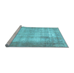 Sideview of Machine Washable Persian Light Blue Traditional Rug, wshtr3235lblu