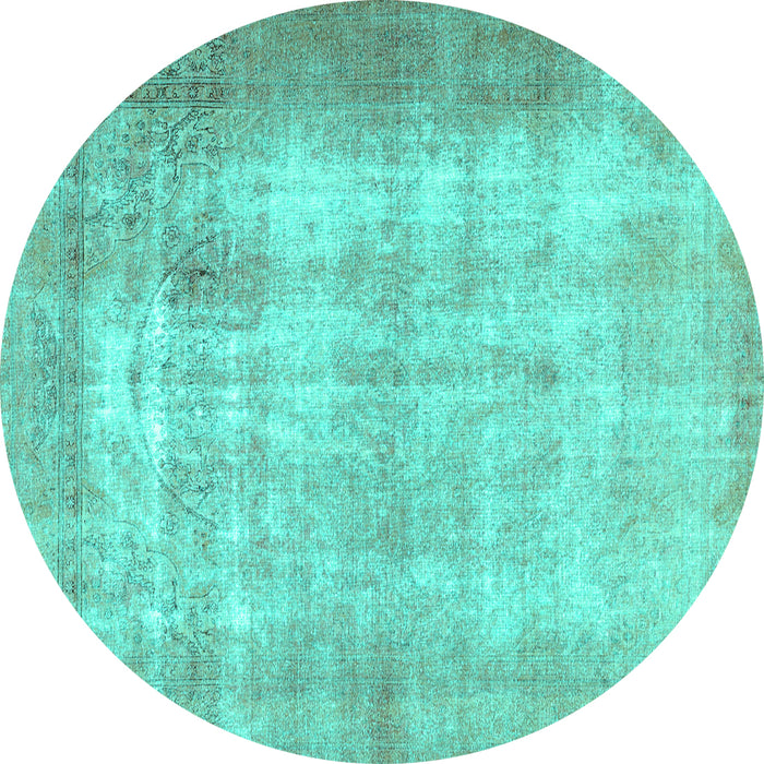 Round Persian Turquoise Traditional Rug, tr3235turq