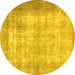 Round Persian Yellow Traditional Rug, tr3235yw