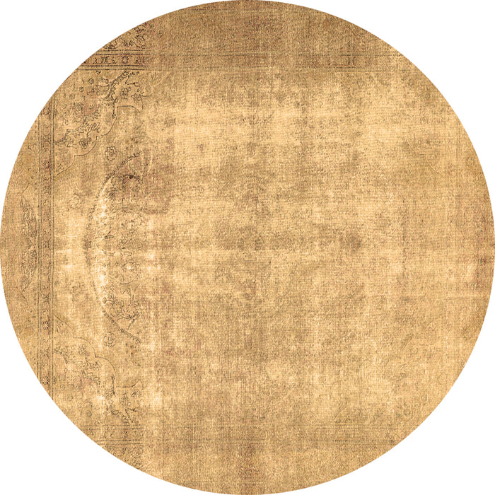 Round Persian Brown Traditional Rug, tr3235brn