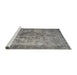 Sideview of Machine Washable Traditional Dark Gray Rug, wshtr3236