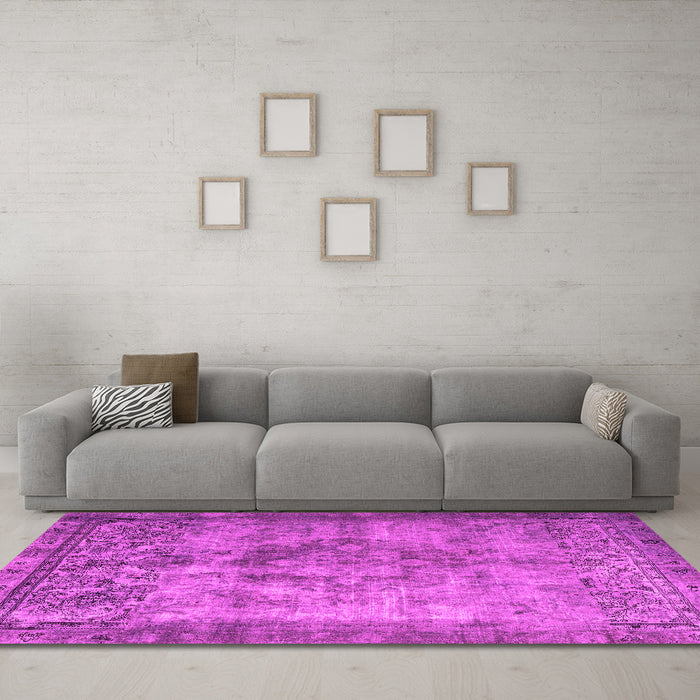 Machine Washable Persian Pink Traditional Rug in a Living Room, wshtr3236pnk