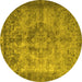 Round Machine Washable Persian Yellow Traditional Rug, wshtr3236yw