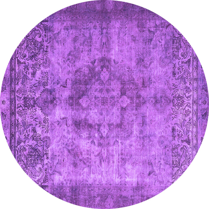 Round Persian Purple Traditional Rug, tr3236pur