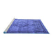 Sideview of Machine Washable Persian Blue Traditional Rug, wshtr3236blu