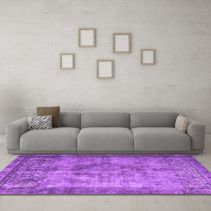 Machine Washable Persian Purple Traditional Area Rugs in a Living Room, wshtr3236pur