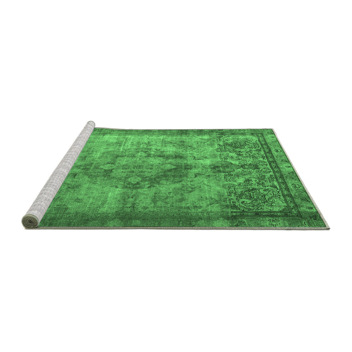 Sideview of Machine Washable Persian Emerald Green Traditional Area Rugs, wshtr3236emgrn