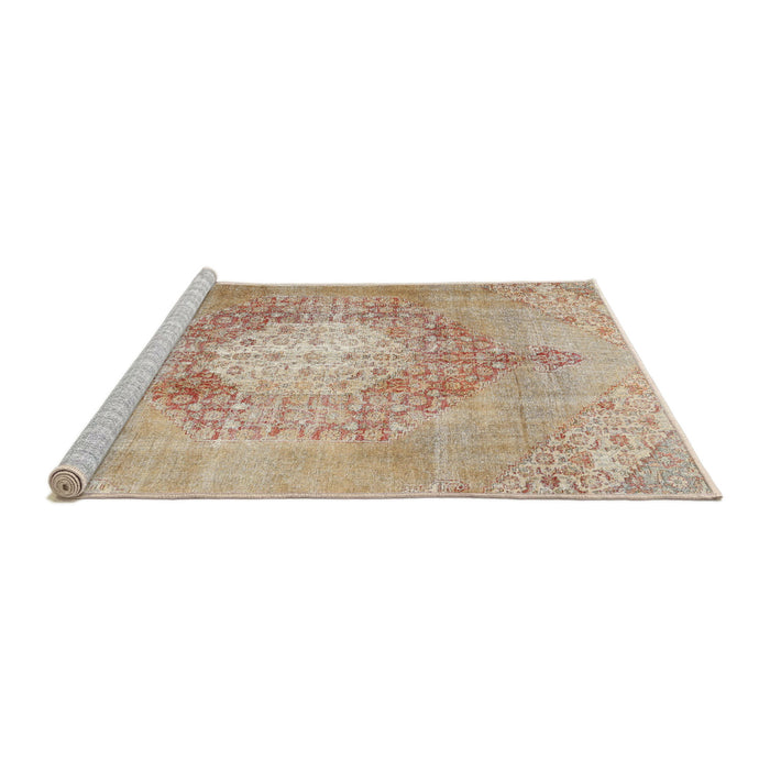 Sideview of Machine Washable Traditional Brown Rug, wshtr3237