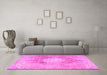 Machine Washable Persian Pink Traditional Rug in a Living Room, wshtr3237pnk