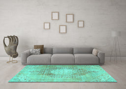 Machine Washable Persian Turquoise Traditional Area Rugs in a Living Room,, wshtr3237turq