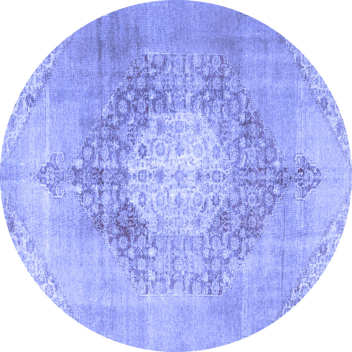 Round Persian Blue Traditional Rug, tr3237blu