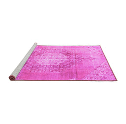 Sideview of Machine Washable Persian Pink Traditional Rug, wshtr3237pnk