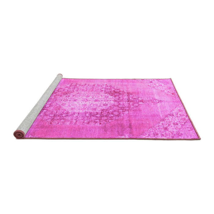 Sideview of Machine Washable Persian Pink Traditional Rug, wshtr3237pnk