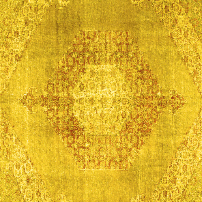 Square Machine Washable Persian Yellow Traditional Rug, wshtr3237yw