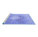 Sideview of Machine Washable Persian Blue Traditional Rug, wshtr3237blu