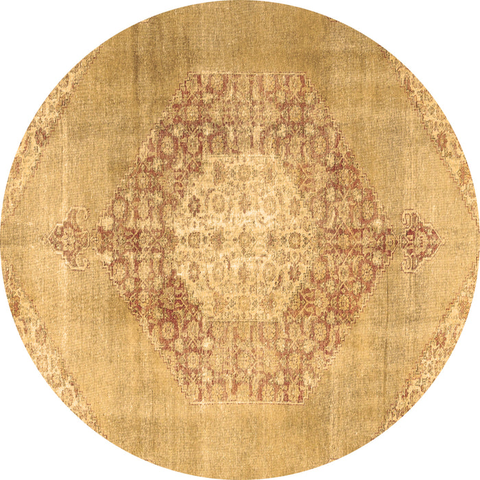 Round Persian Brown Traditional Rug, tr3237brn