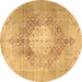 Round Persian Brown Traditional Rug, tr3237brn
