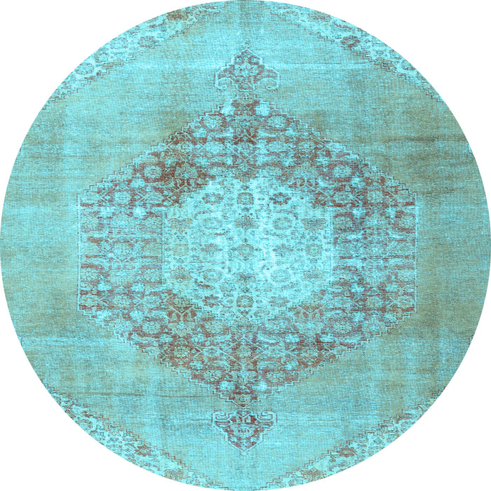 Round Machine Washable Persian Light Blue Traditional Rug, wshtr3237lblu