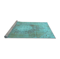 Sideview of Machine Washable Persian Light Blue Traditional Rug, wshtr3237lblu