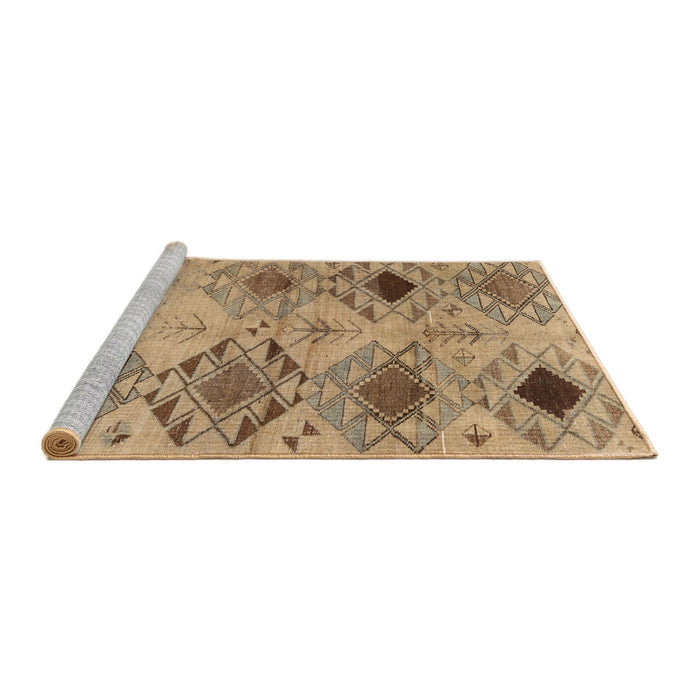 Sideview of Machine Washable Traditional Light Brown Rug, wshtr3238
