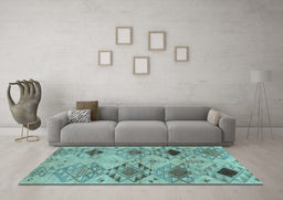 Machine Washable Persian Light Blue Traditional Rug in a Living Room, wshtr3238lblu