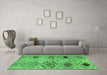 Machine Washable Persian Emerald Green Traditional Area Rugs in a Living Room,, wshtr3238emgrn